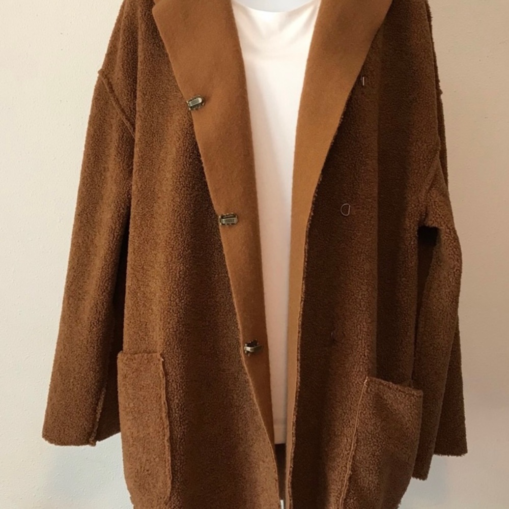 NWOT Max Studio Hooded Faux Shearling Knit Jacket/Teddy Coat - Picture 10 of 16